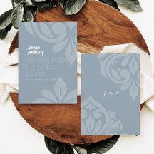 Cadet Grey Tasteful Elegant Script Damask Wedding