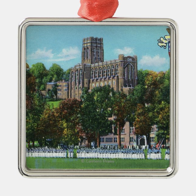 Cadets Marching to Parade Grounds Scene Metal Ornament (Front)