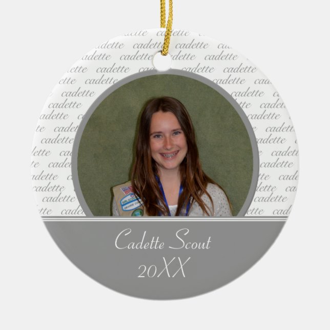 Cadette Scout Photo Ornament (Front)