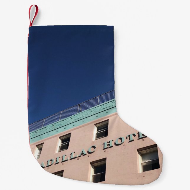 CADILLAC HOTEL BUILDING SMALL CHRISTMAS STOCKING (Front)