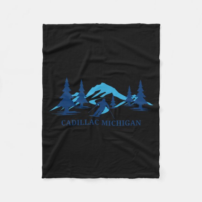 Cadillac michigan ski resort skiing skier  fleece blanket (Front)