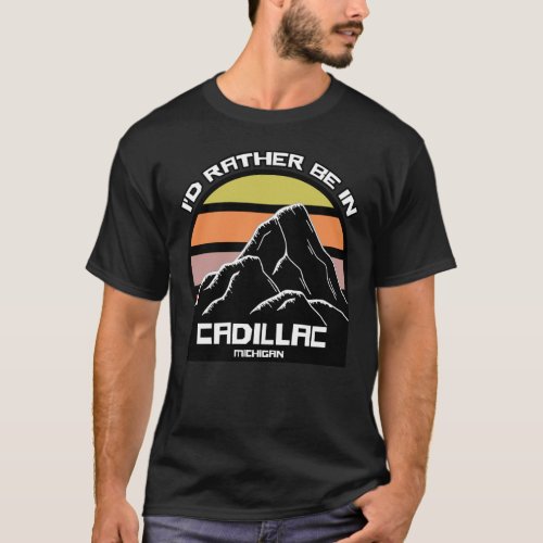 Cadillac Michigan Vintage Sunset Mountain T_Shirt