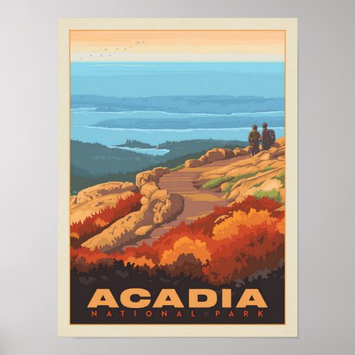 Cadillac Mountain Acadia National Park Minimalist Poster