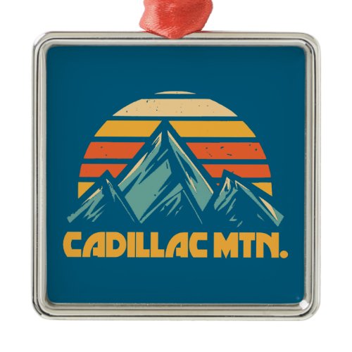 Cadillac Mountain Retro Turquoise Metal Ornament
