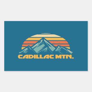 Cadillac Mountain Retro Turquoise Rectangular Sticker