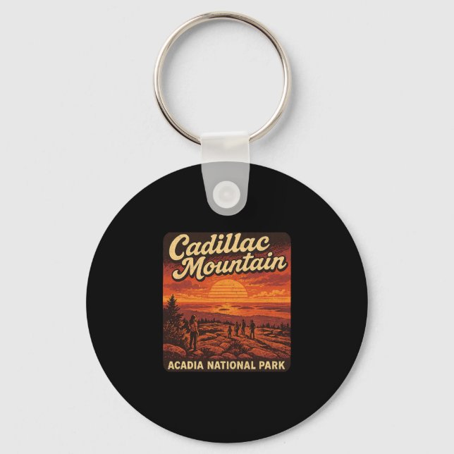 Cadillac Mountain Sunrise Maine Acadia National Pa Keychain (Front)