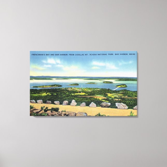 Cadillac Mt Summit View of Bar Harbor 2 Canvas Print (Front)