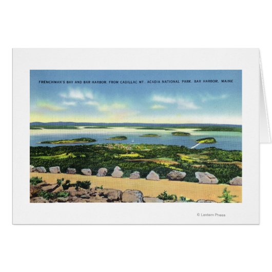 Cadillac Mt Summit View of Bar Harbor 2 Cards (Front Horizontal)
