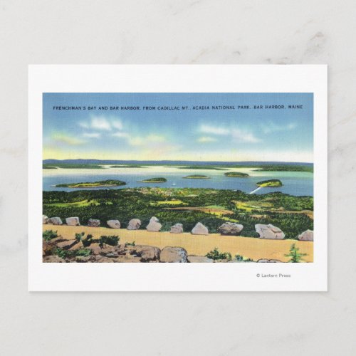 Cadillac Mt Summit View of Bar Harbor 2 Postcard