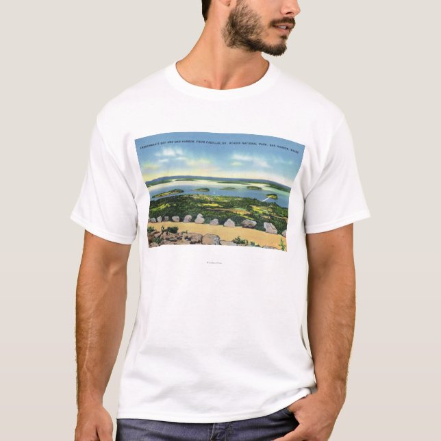 Cadillac Mt Summit View of Bar Harbor 2 T-Shirt (Front)