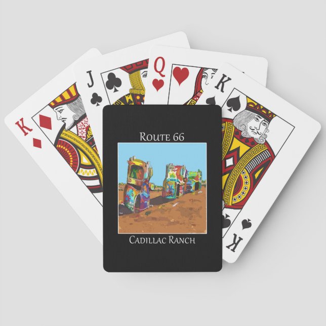 Cadillac Ranch on Route 66 near Amarillo Texas  Poker Cards (Back)