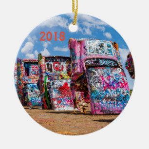 Cadillac Ranch, Texas Ceramic Ornament