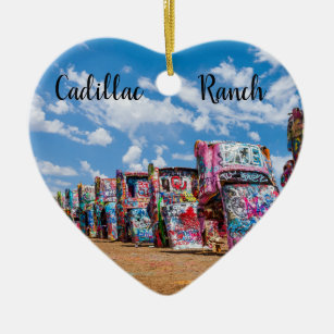 Cadillac Ranch, Texas, Heart Ceramic Ornament