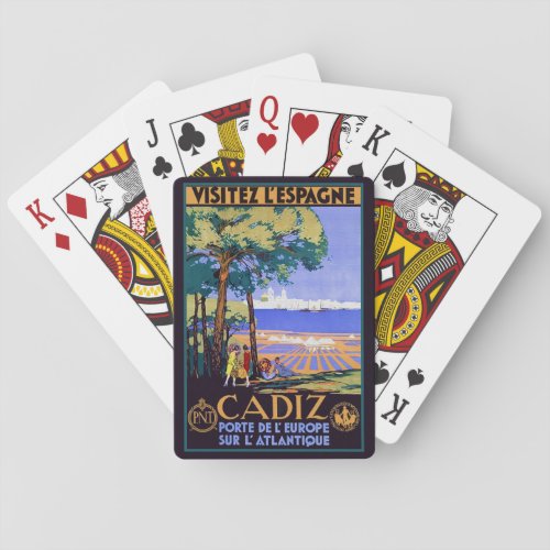Cadiz Spain Vintage Travel Poster Magnet Playing Cards