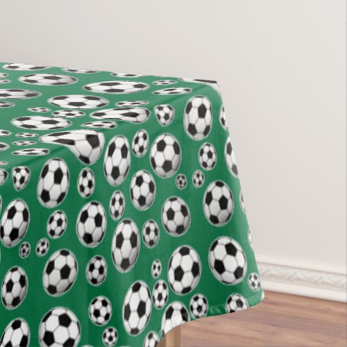 Cadmium Green Decor Soccer Ball Tablecloth