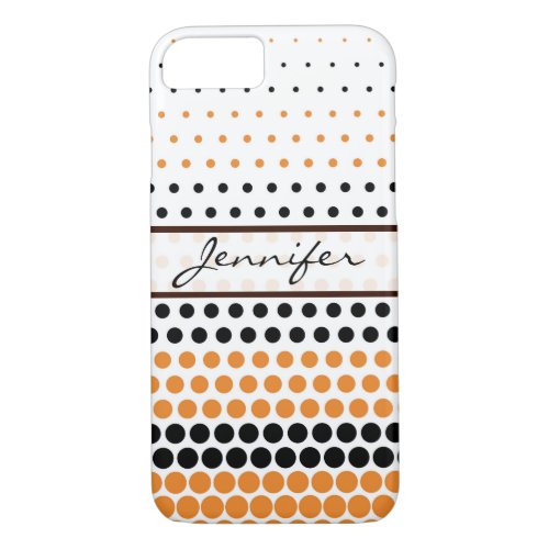 Cadmium Orange and Black Polka Dot iPhone 87 Case