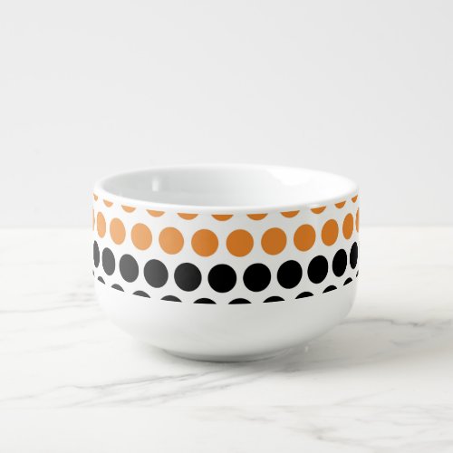 Cadmium Orange and Black Polka Dot Soup Mug