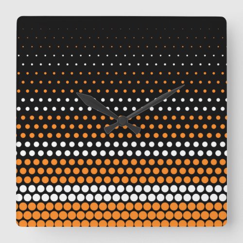 Cadmium Orange and White Polka Dot Square Wall Clock