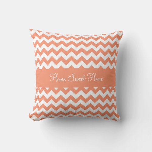 Cadmium Orange Chevron Throw Pillow