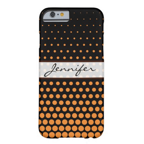 Cadmium Orange Polka Dot Elegant Modern Black Barely There iPhone 6 Case