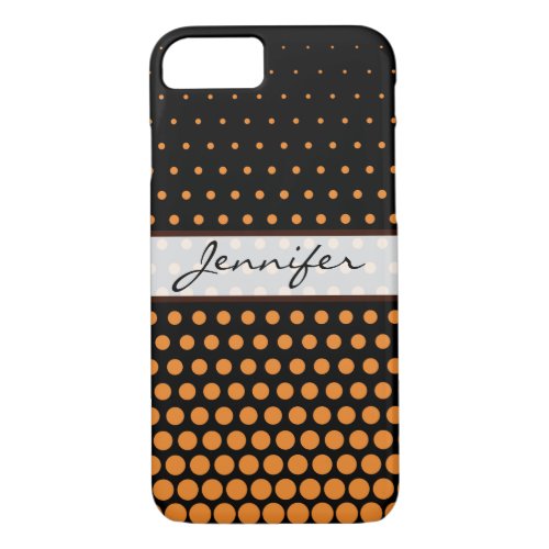 Cadmium Orange Polka Dot Elegant Modern Black iPhone 87 Case