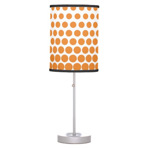 Cadmium Orange Polka Dot Modern White Table Lamp