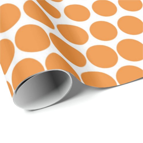 Cadmium Orange Polka Dot Modern White Wrapping Paper