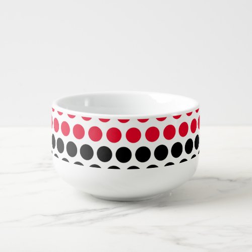 Cadmium Red and Black Polka Dot Soup Mug