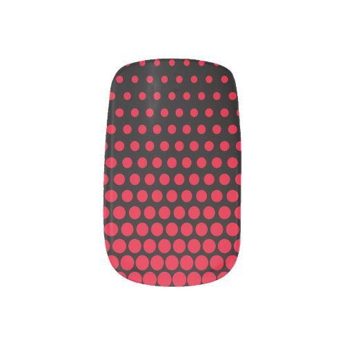 Cadmium Red Polka Dot Modern Black Minx Nail Wraps