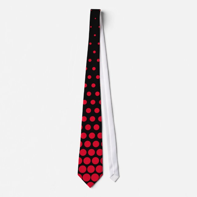 Cadmium Red Polka Dot Modern Black Tie (Front)