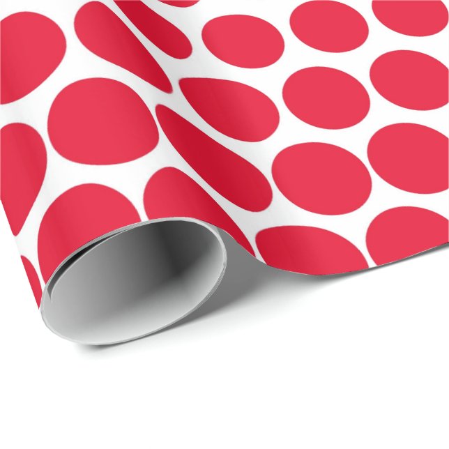 Cadmium Red Polka Dot Modern White Wrapping Paper (Roll Corner)