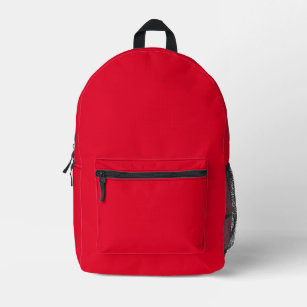 Cadmium Red Solid Color Printed Backpack