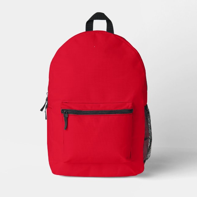 Cadmium Red Solid Color Printed Backpack (Front)