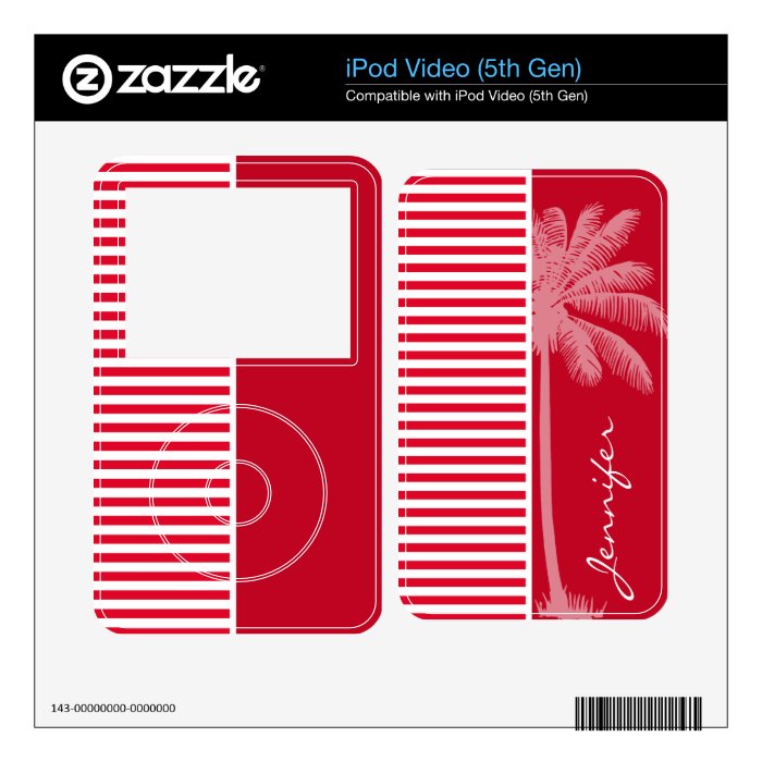 Cadmium Red Stripes; Striped; Palm iPod Video Decal