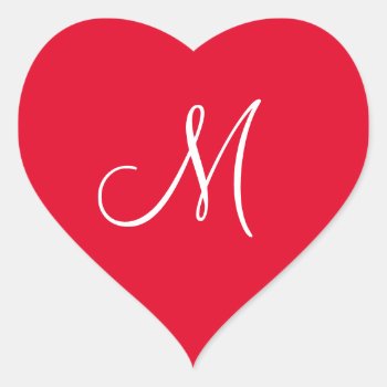 Cadmium Red Your Own Monogrammed Weddings Heart Sticker by Kullaz at Zazzle