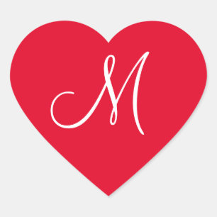 Cadmium Red Your Own Monogrammed Weddings Heart Sticker