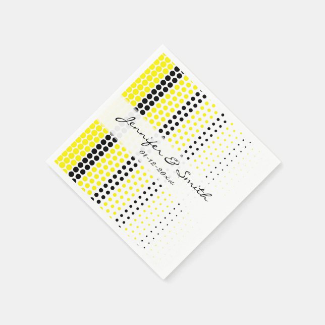 Cadmium Yellow and Black Polka Dot Napkins (Corner)