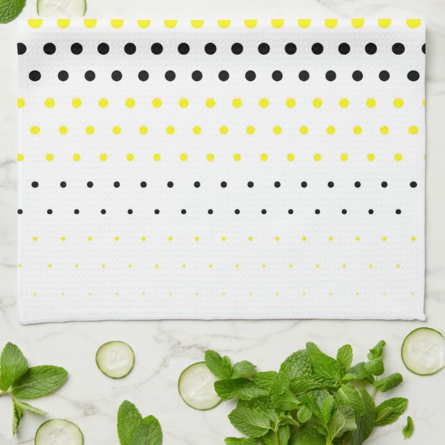 Cadmium Yellow and Black Polka Dot Towel (Folded)
