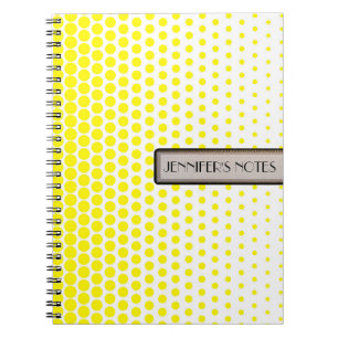 Cadmium Yellow Polka Dot Elegant Modern White Notebook