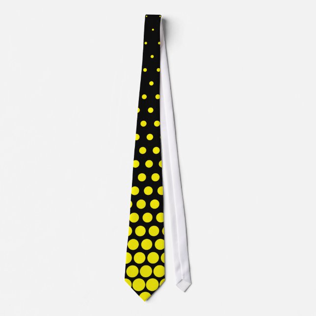 Cadmium Yellow Polka Dot Modern Black Tie (Front)