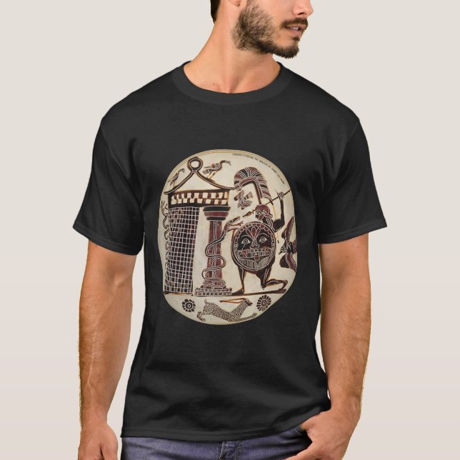 Cadmos fighting the dragon of Thebes T-Shirt (Front)