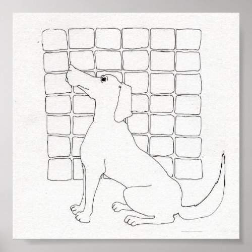 Cador Dog with Squares Original Drawing Poster
