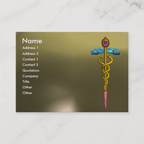 CADUCEUS AGATE vibrant gold pink purple grey Business Card