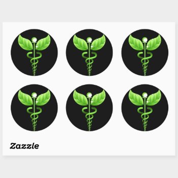 Caduceus: Alternative Medicine Round Stickers by sunnymars at Zazzle
