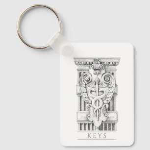 CADUCEUS Aluminum Rectangle Keychain