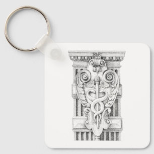 CADUCEUS Aluminum Square Keychain