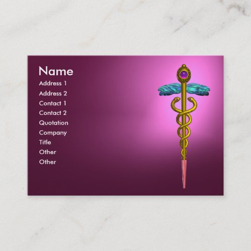 CADUCEUS AMETHYST vibrant gold pink purple violet Business Card