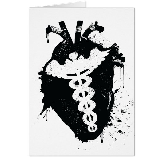 caduceus anatomical heart cards (Front)