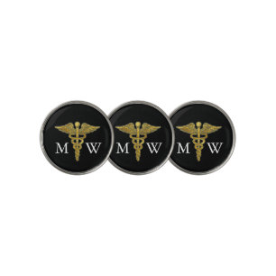Caduceus and Monogram Initials Golf Ball Marker
