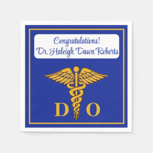 Caduceus Blue & Gold Medical School Graduation Napkins